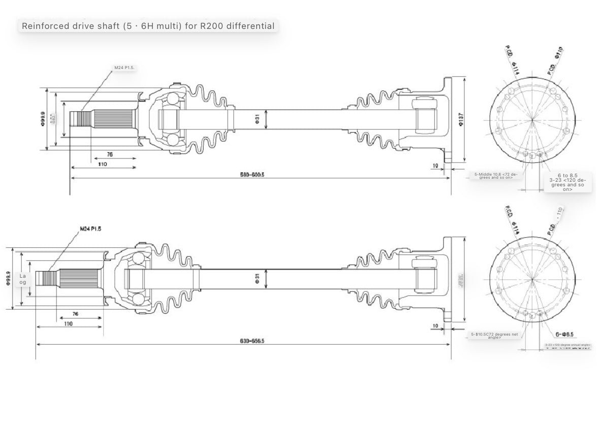 Reinforced Axles (5-6H multi) R200 by DMAX